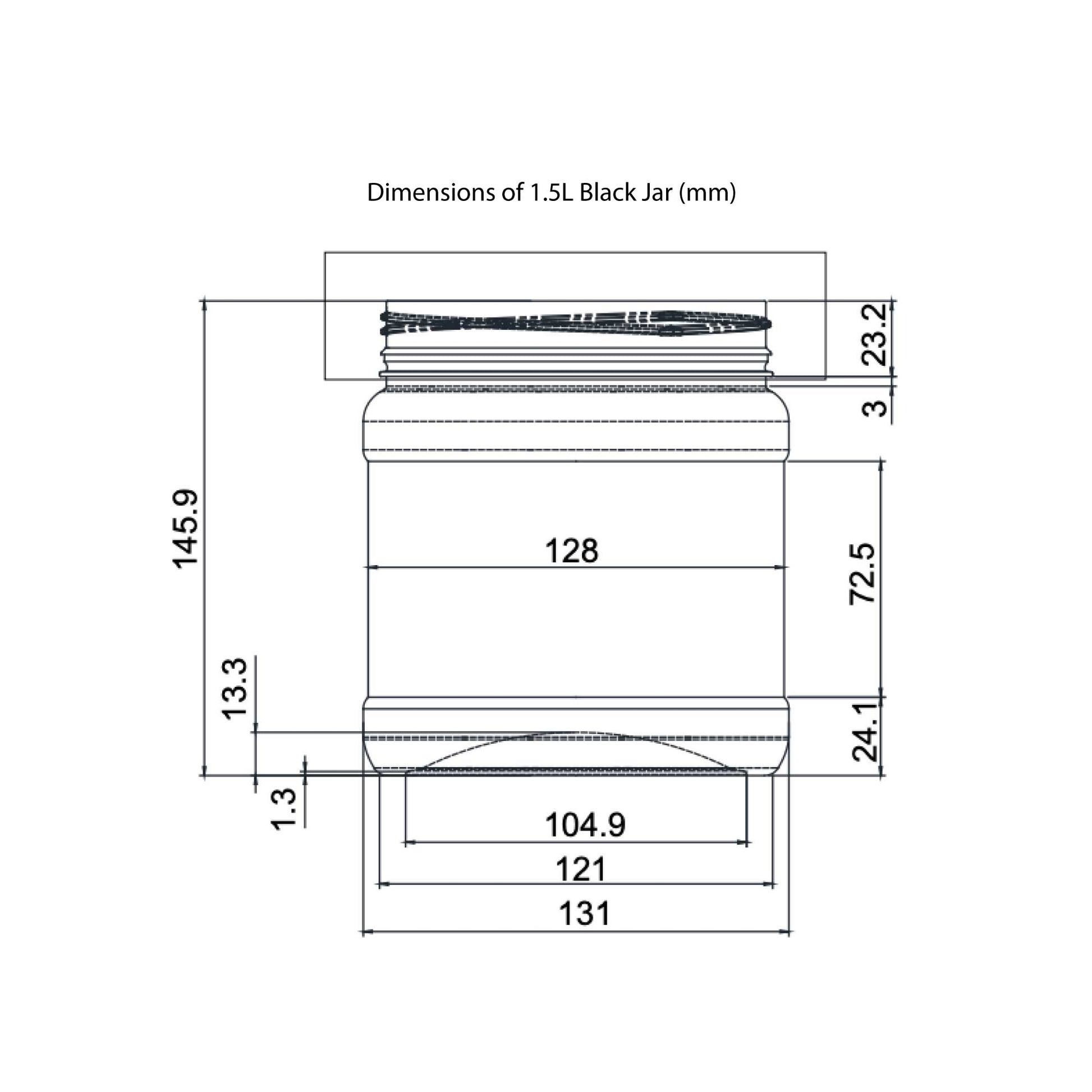 10x 1.5L Wide Mouth Plastic Jars and Lids Black - Empty Protein and Powder Tubs-4
