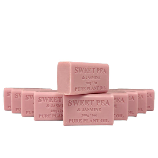 10x 200g Plant Oil Soap Sweet Pea Jasmine Scent Pure Natural Vegetable Base Bar-0
