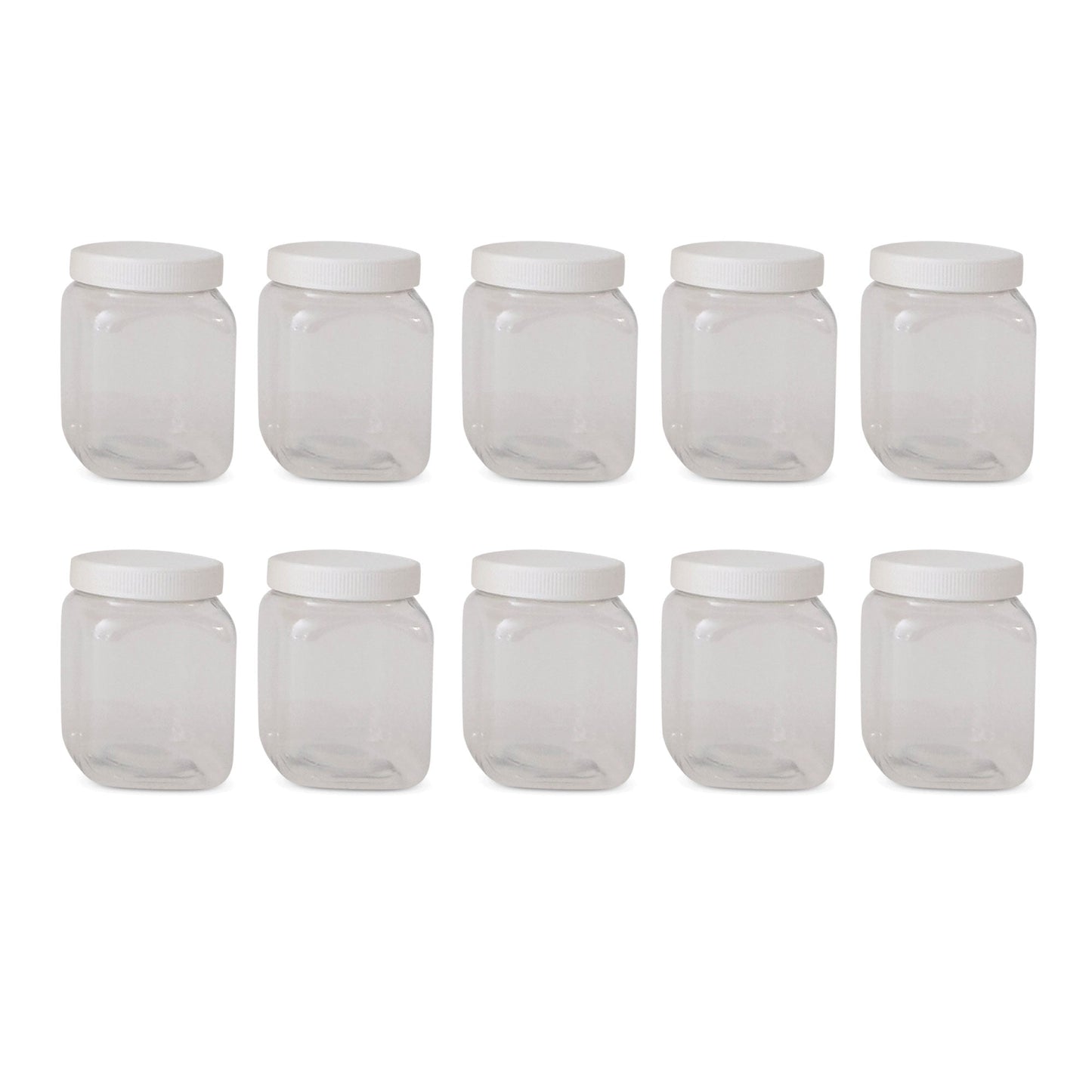 10x 250g Plastic Honey Jars + Lids - Square Clear Food Grade Packaging Containers-0