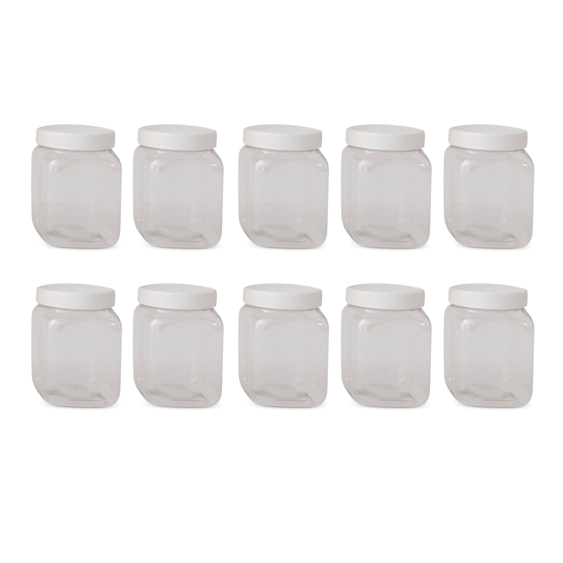 10x 250g Plastic Honey Jars + Lids - Square Clear Food Grade Packaging Containers-0
