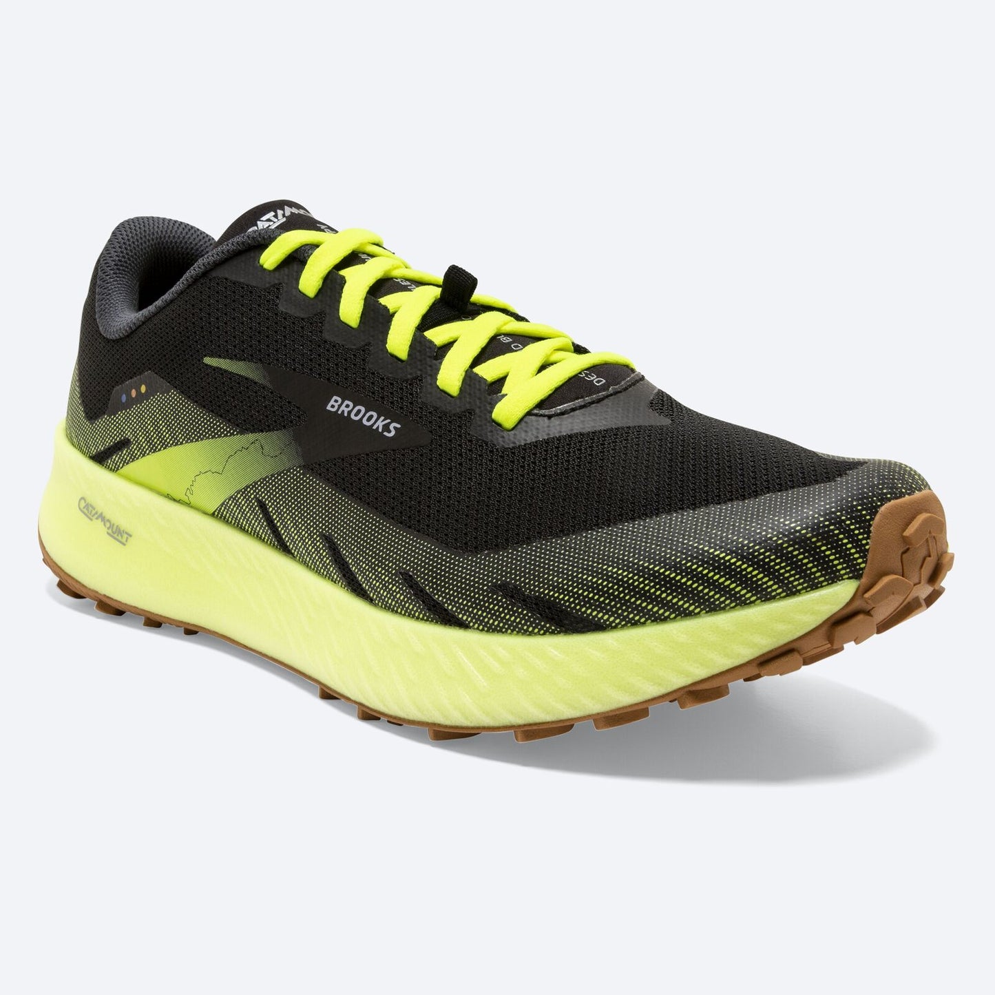 Brooks Mens Catamount Speed Trail Sneakers Shoes Running - Black/Yellow-3