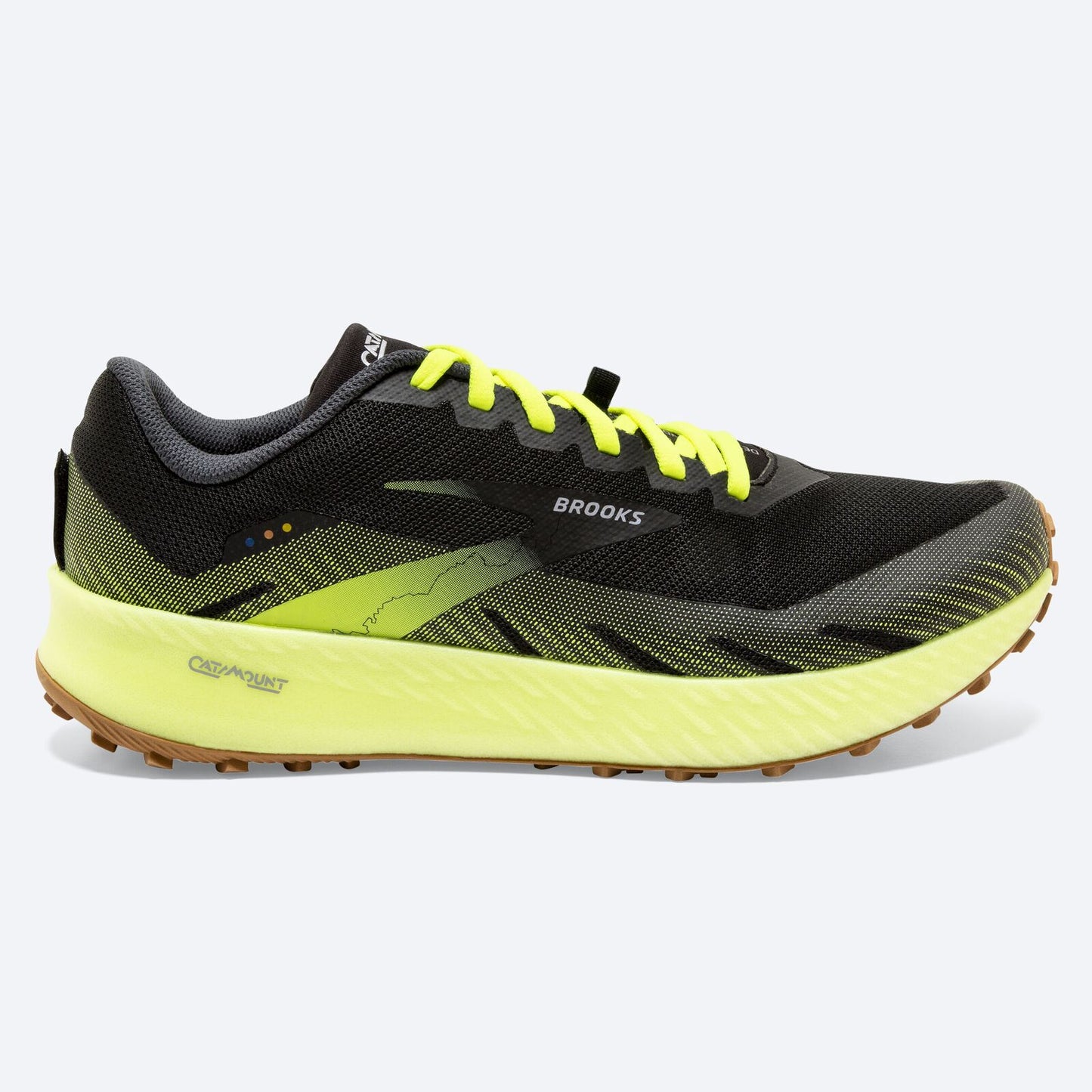 Brooks Mens Catamount Speed Trail Sneakers Shoes Running - Black/Yellow-1