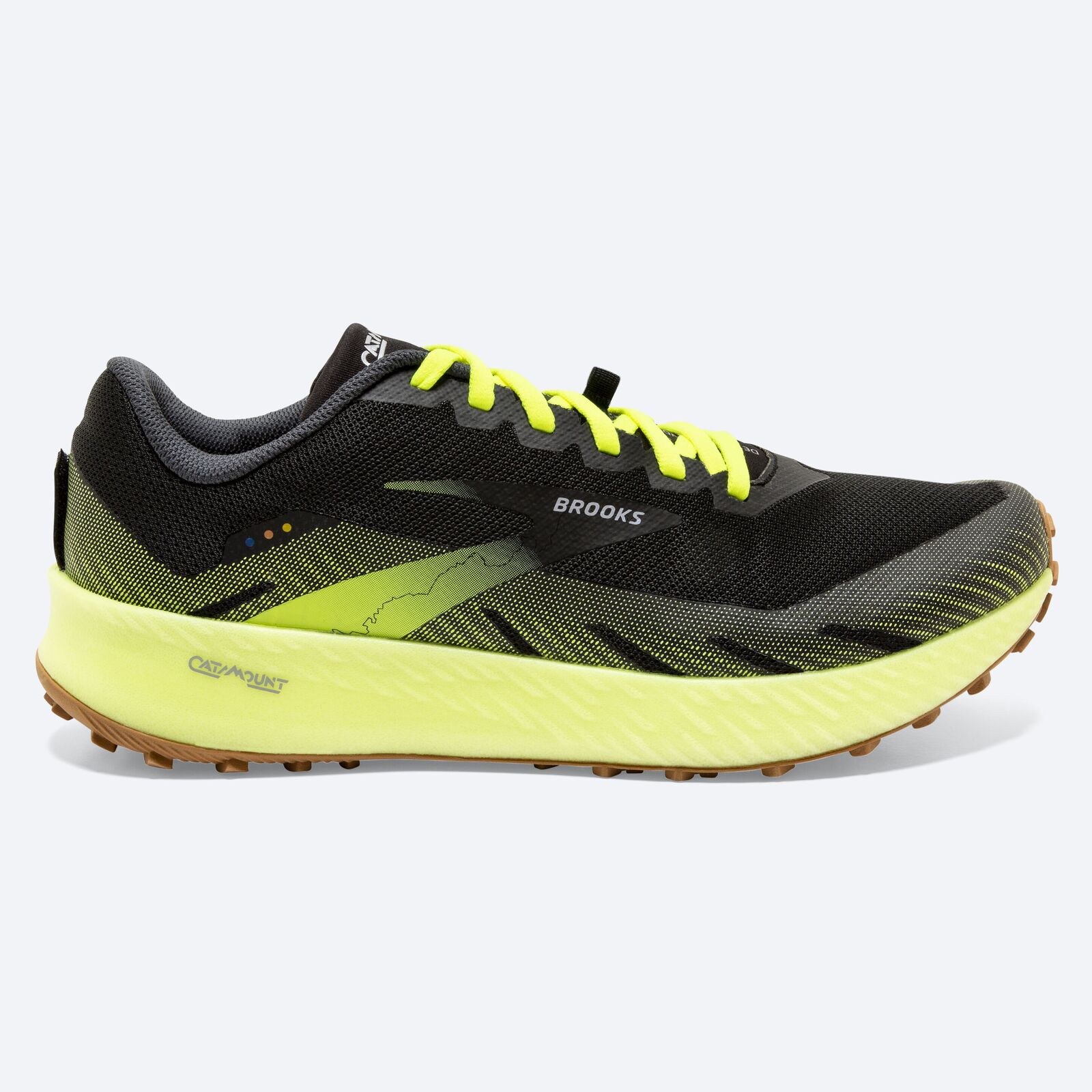 Brooks Mens Catamount Speed Trail Sneakers Shoes Running - Black/Yellow-1