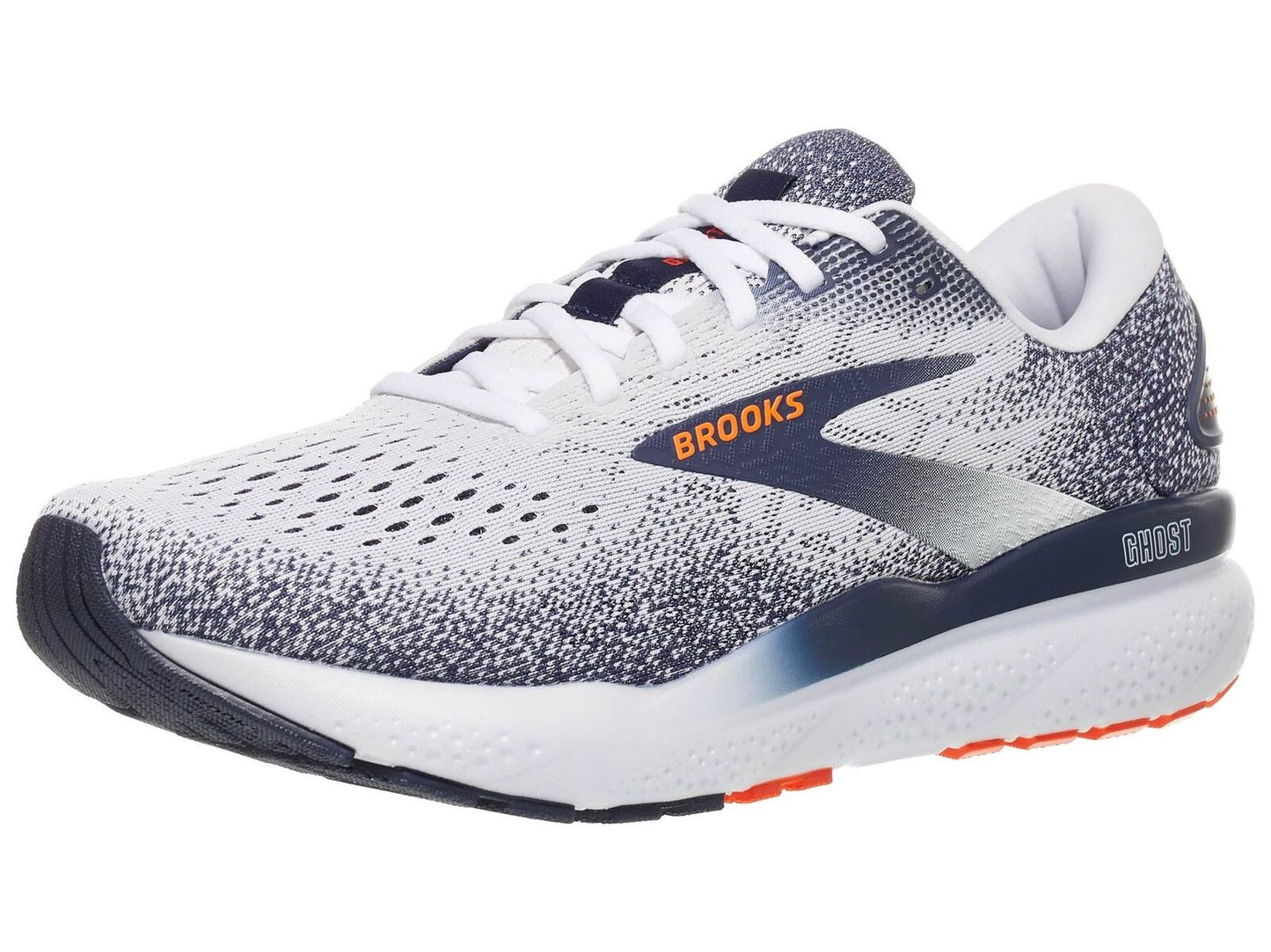 Mens Brooks Ghost 16 Running Shoes in White/Peacoat/Orange – Size 8.5-2