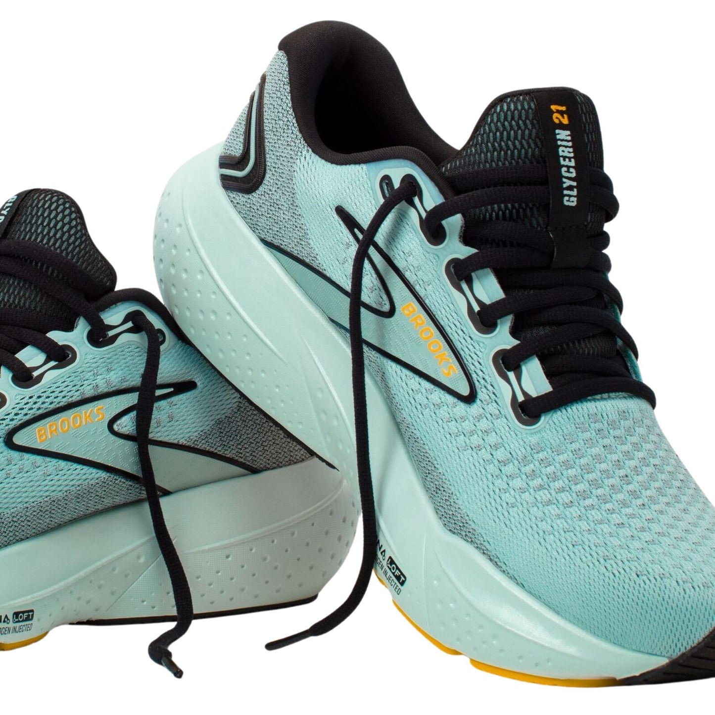 Mens Brooks Glycerin 21 Running Shoes in Cloud/Black/Gold – Size 13-3