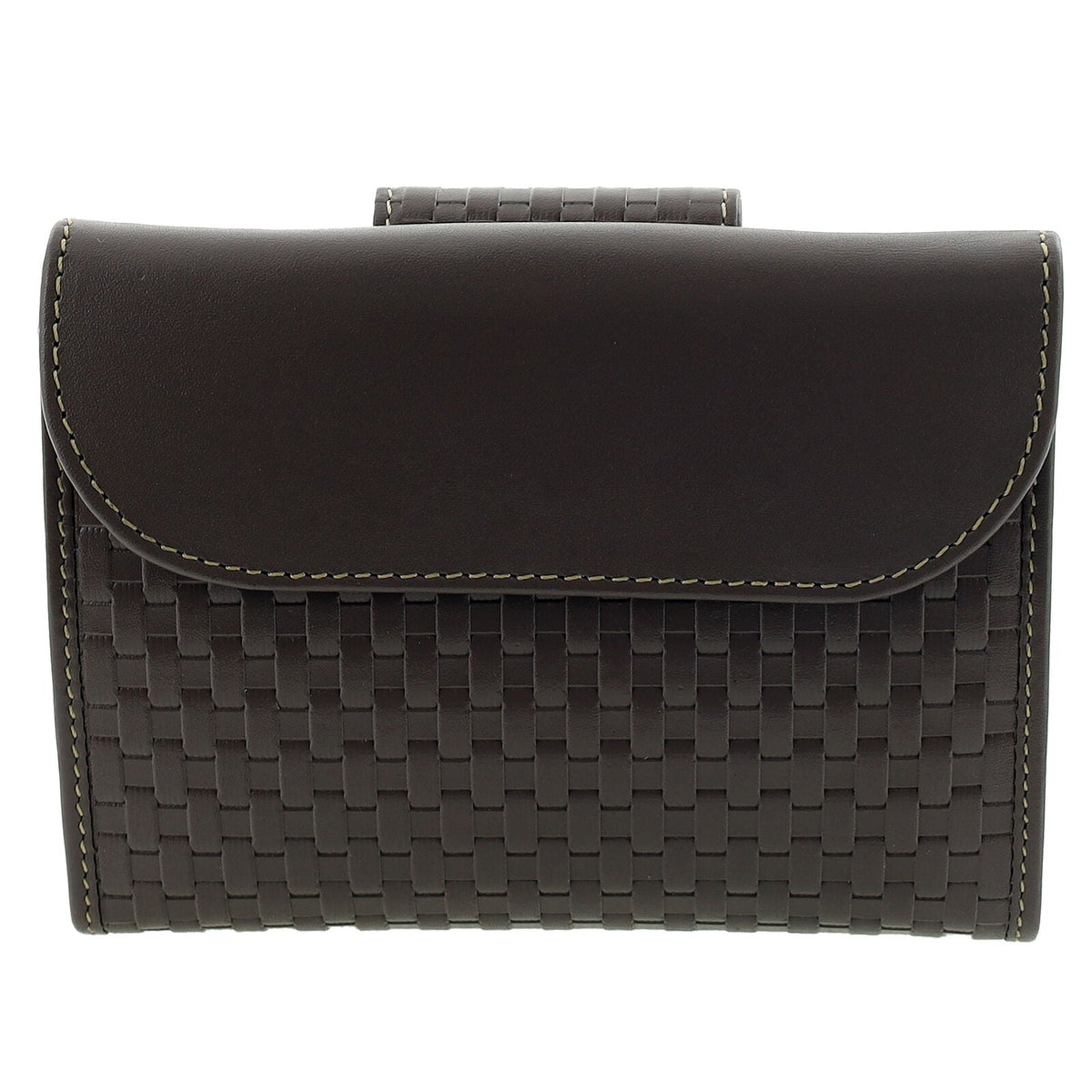 Pierre Cardin Steel Woven Leather Mens Bi-Fold Wallet w/ RFID Protection in Steel Brown