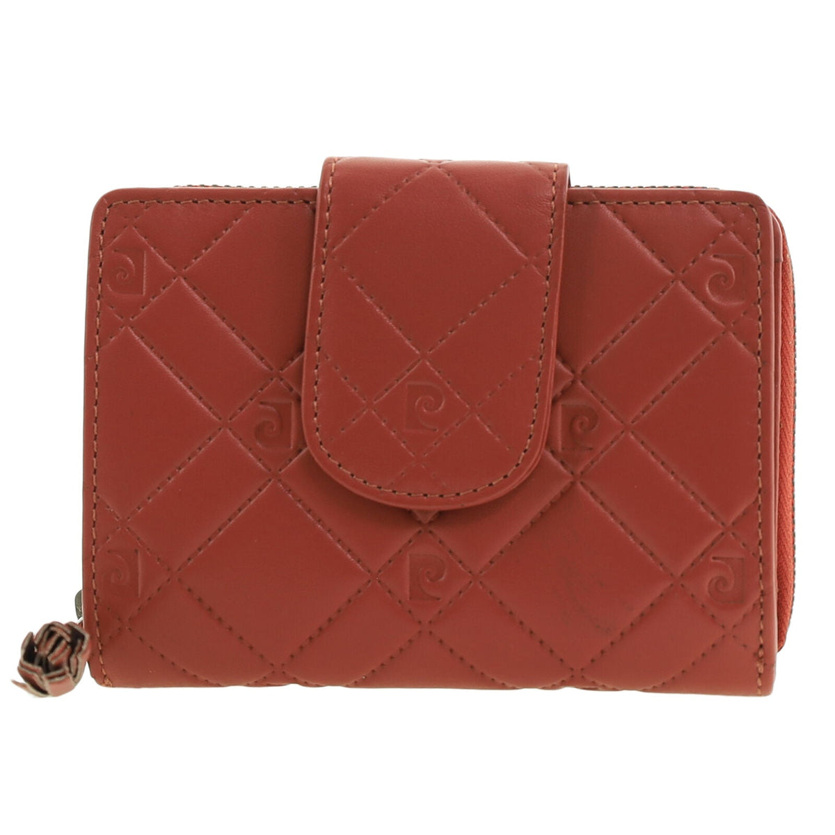 Pierre Cardin Quilted Leather Zip Around Bi-Fold Wallet w/ RFID Protection in Tobasco Red