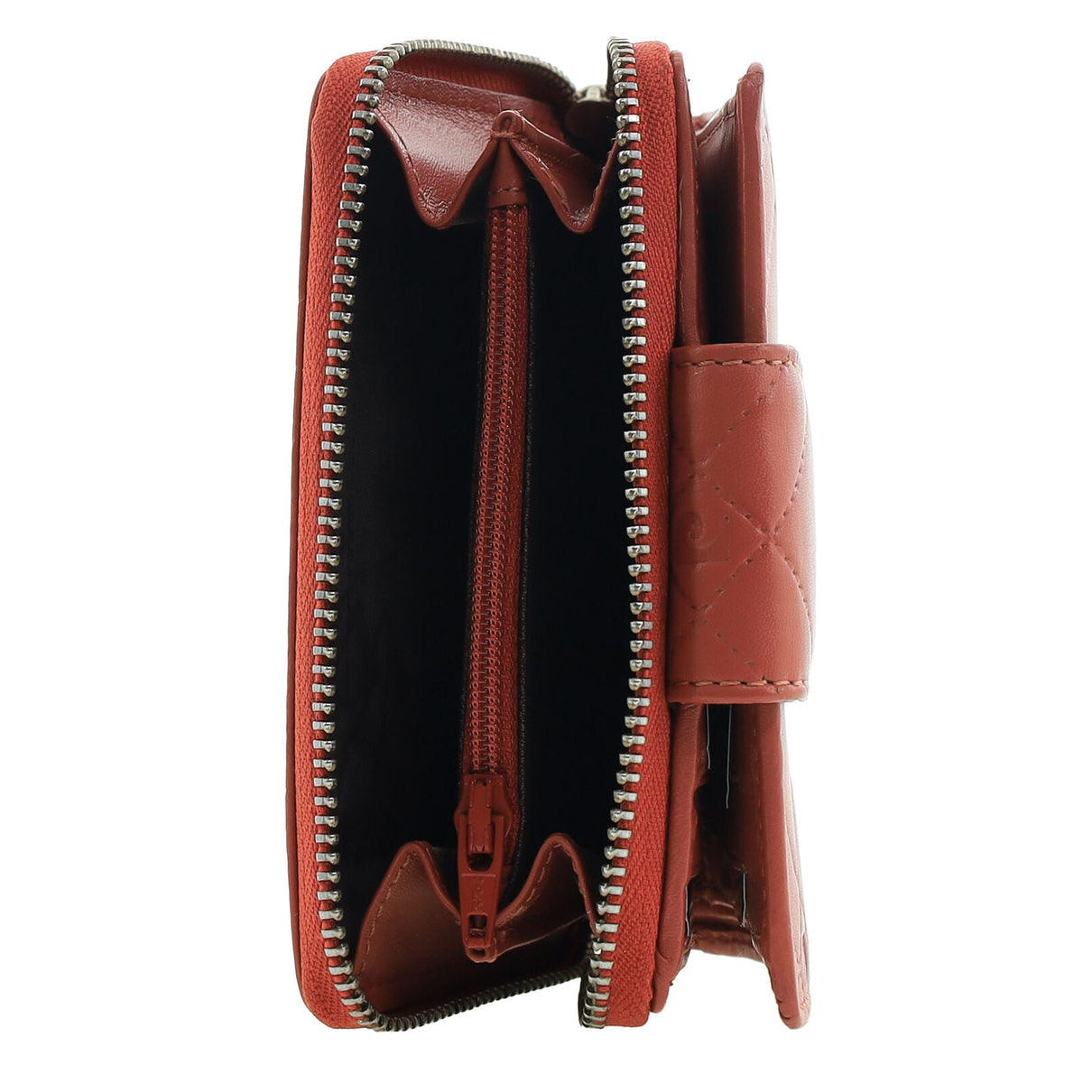 Pierre Cardin Quilted Leather Zip Around Bi-Fold Wallet w/ RFID Protection in Tobasco Red