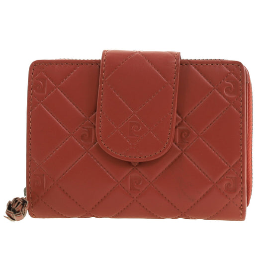 Pierre Cardin Quilted Leather Zip Around Bi-Fold Wallet w/ RFID Protection in Tobasco Red