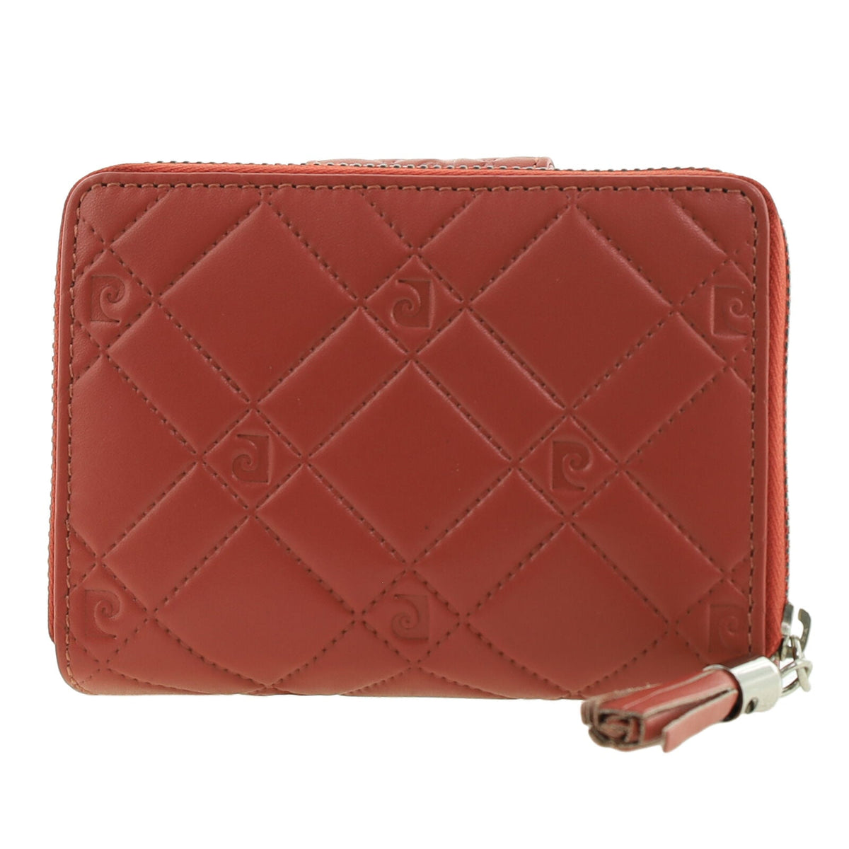 Pierre Cardin Quilted Leather Zip Around Bi-Fold Wallet w/ RFID Protection in Tobasco Red
