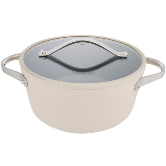 24cm Pyrolux NEXGEN Casserole 4.4L Ivory | Ceramic Non-Stick, Induction Base, Oven Safe