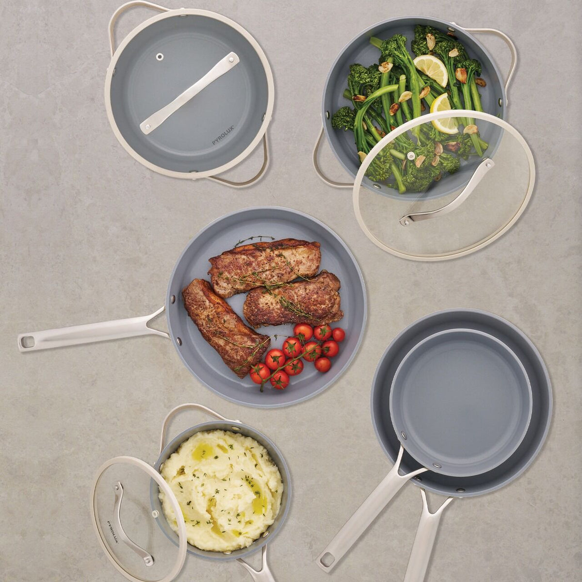 28cm PYROLUX NEXGEN Chef Pan 4.1L Ivory | Ceramic Non-Stick, Induction Base, Oven Safe, Recycled Aluminium