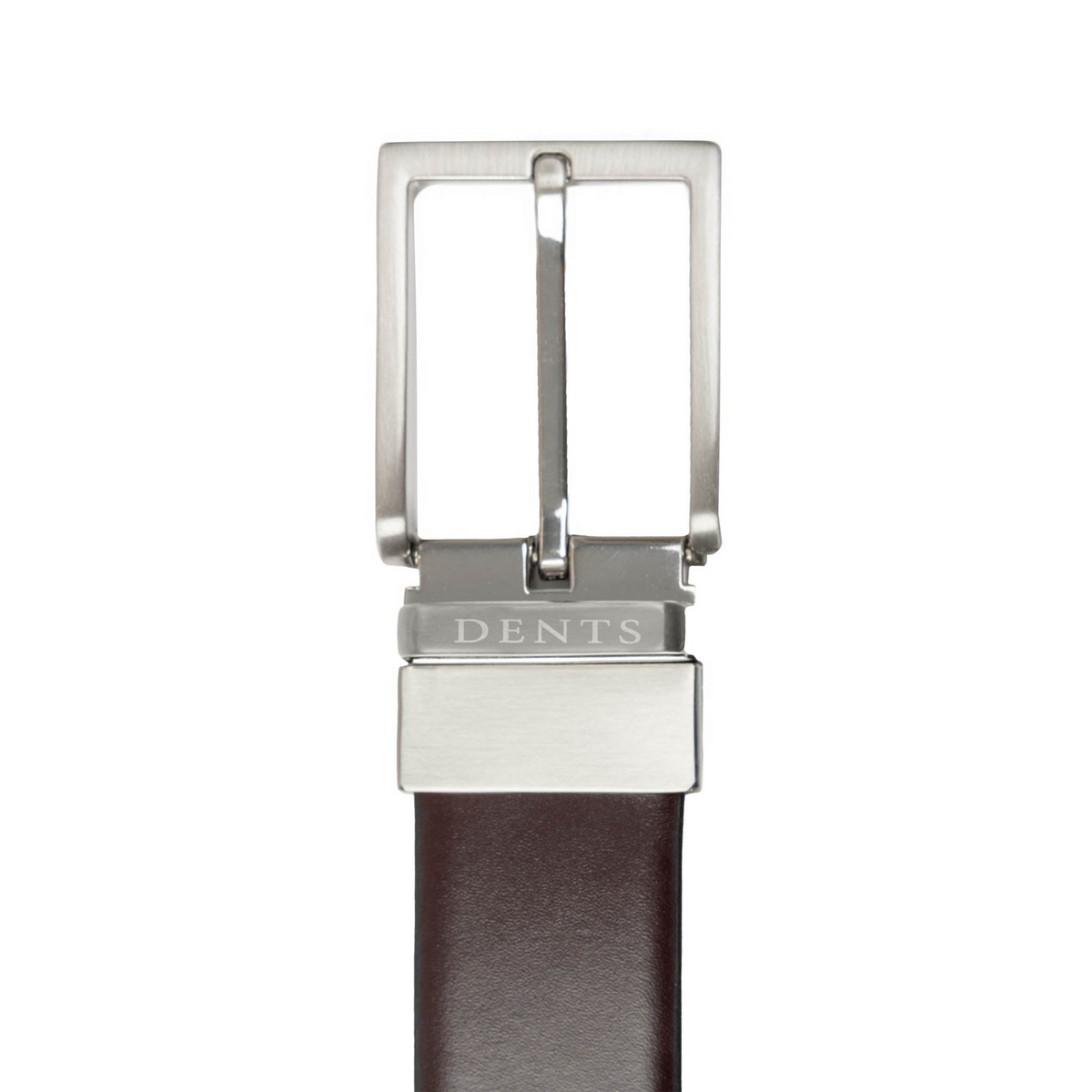Dents Mens Heritage Reversible Full-Grain Leather Belt in Black/Burgundy