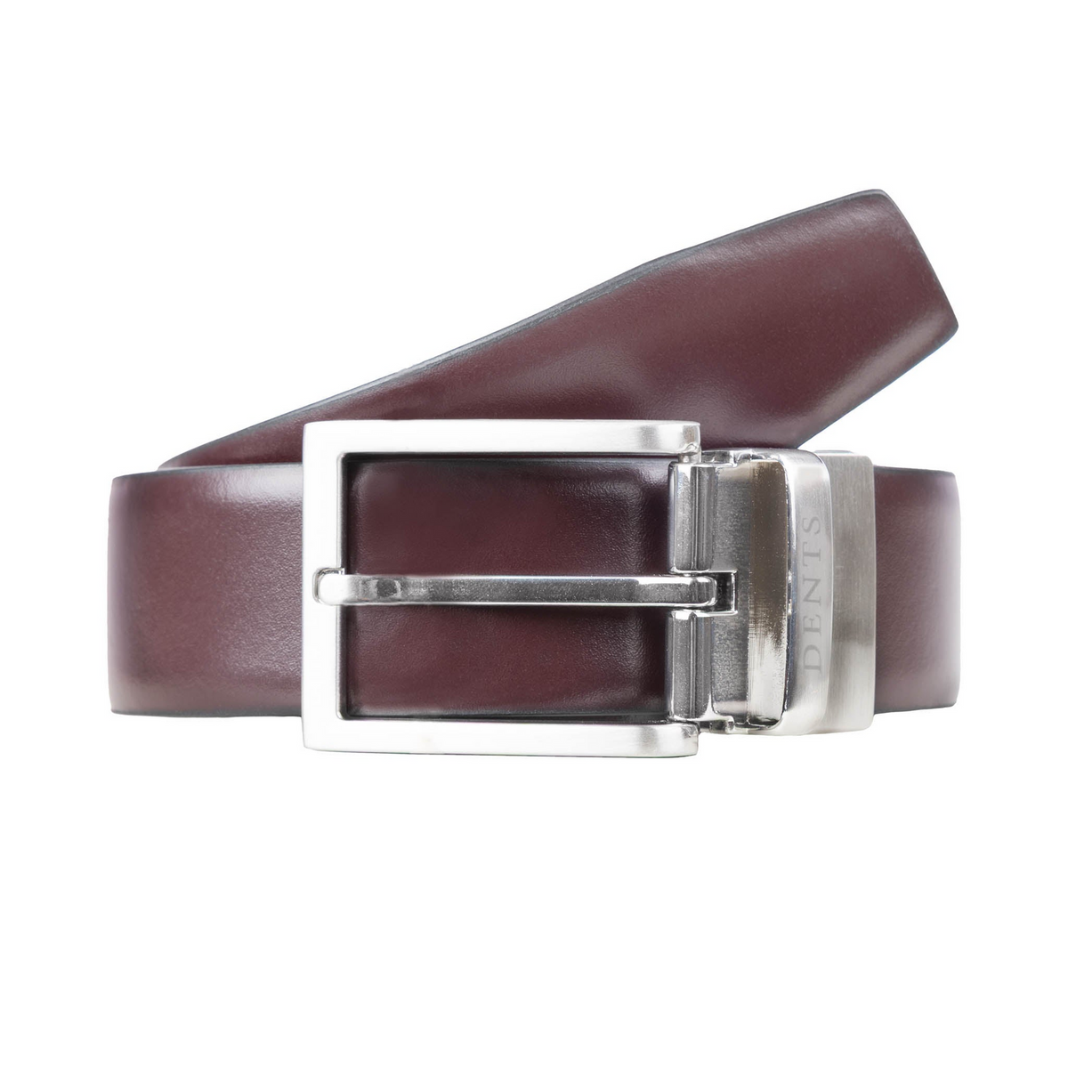 Dents Mens Heritage Reversible Full-Grain Leather Belt in Black/Burgundy