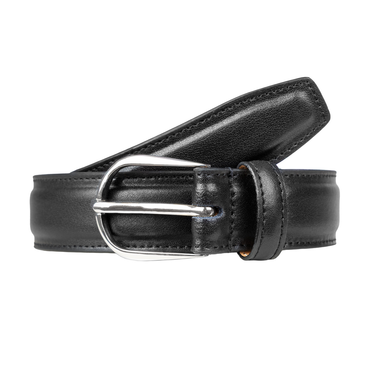 Dents Mens Heritage Leather Belt w/ Silver Buckle & Gift Box in Black (Made in Britain)