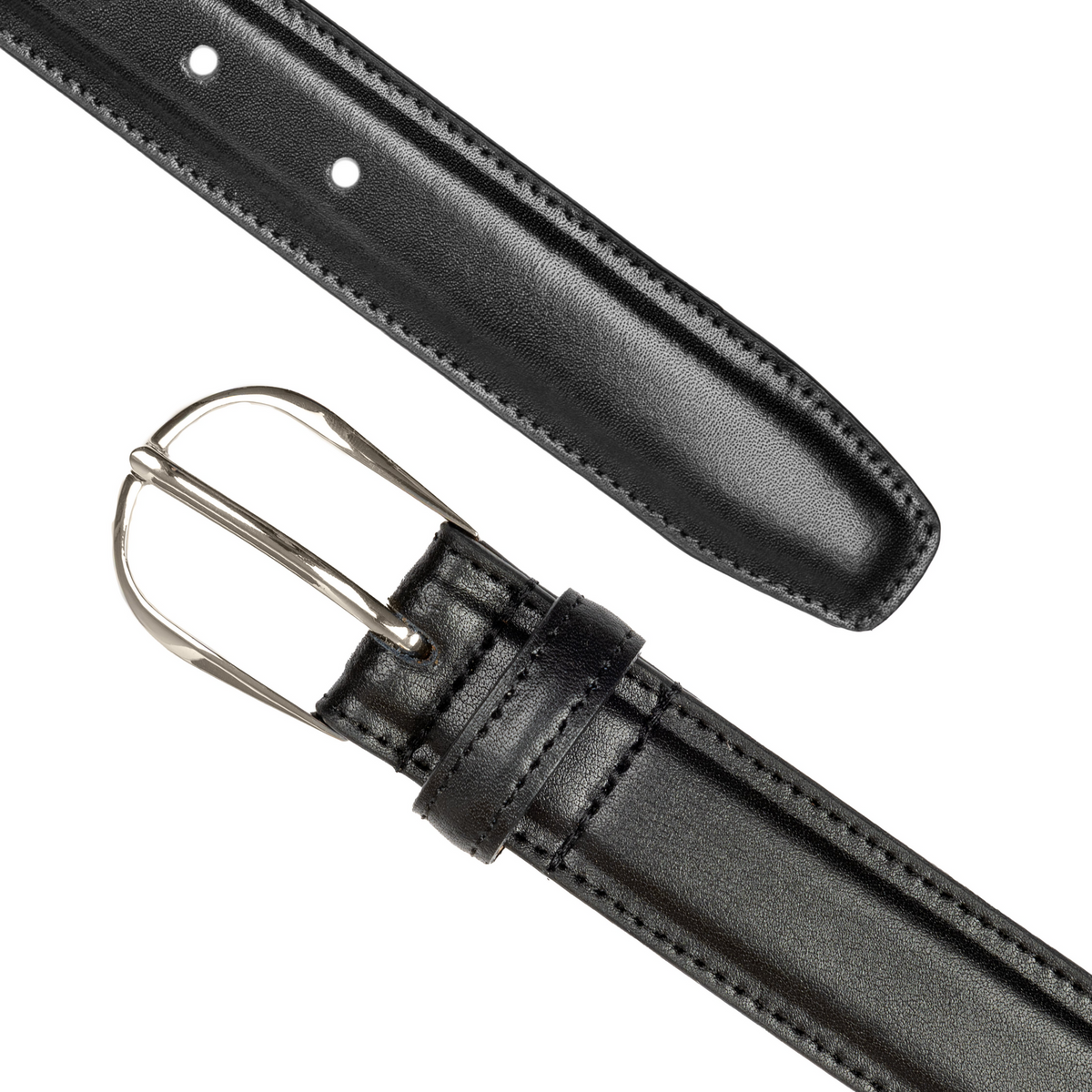 Dents Mens Heritage Leather Belt w/ Silver Buckle & Gift Box in Black (Made in Britain)