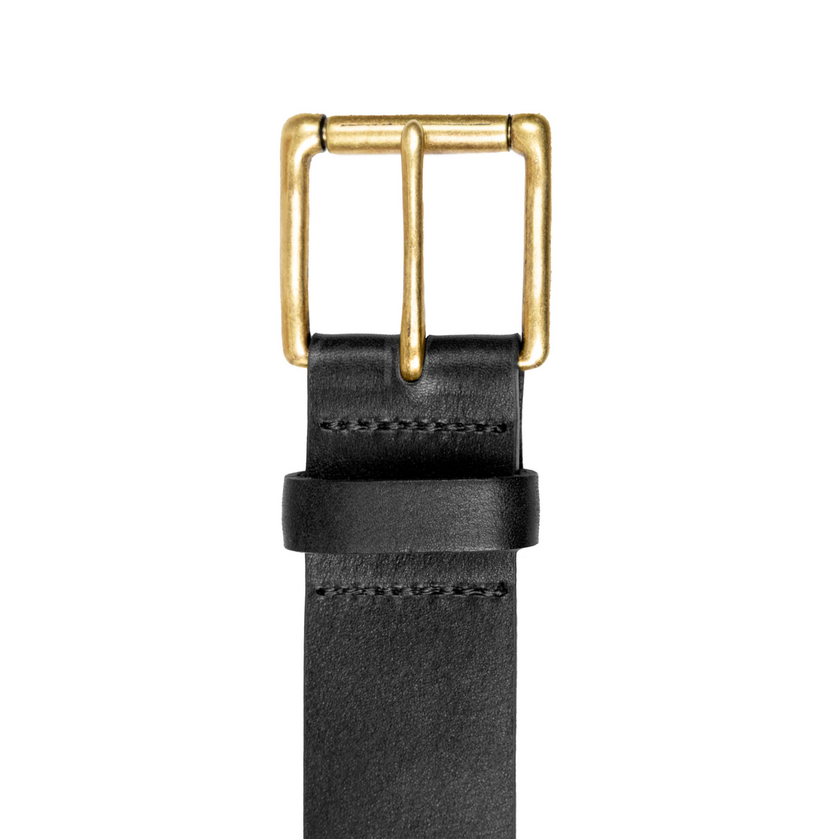Dents Mens Heritage Lined Full-Grain Leather Belt with Antique Brass Buckle in Black
