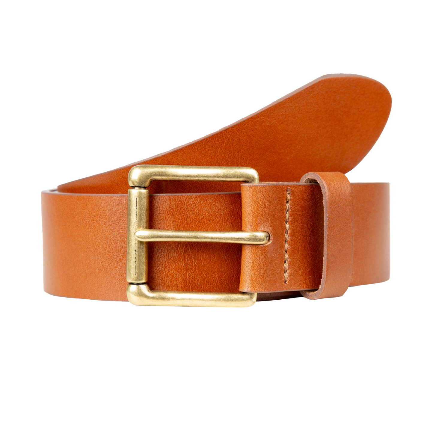 Dents Mens Heritage Lined Full-Grain Leather Belt with Antique Brass Buckle in Tan