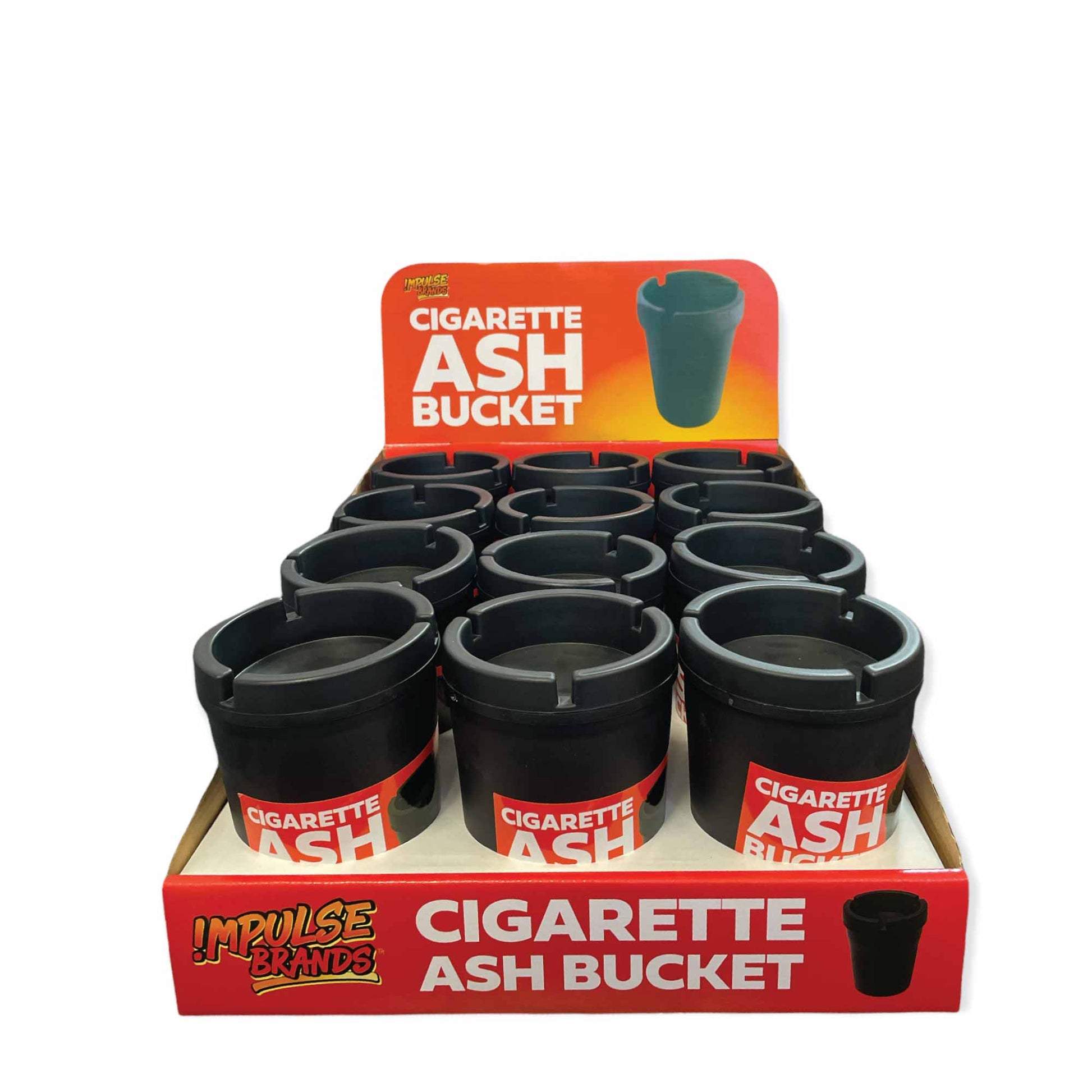 12 Pk Cigarette Ashtray Bucket Black with Lid Large Tobacco Ash Smoke Car Holder-0