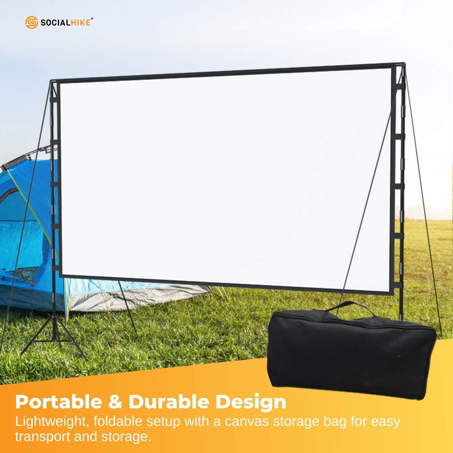 120” Portable Movie Projector Screen - Outdoor Indoor 16:9 4K Tripod Stand Case-3