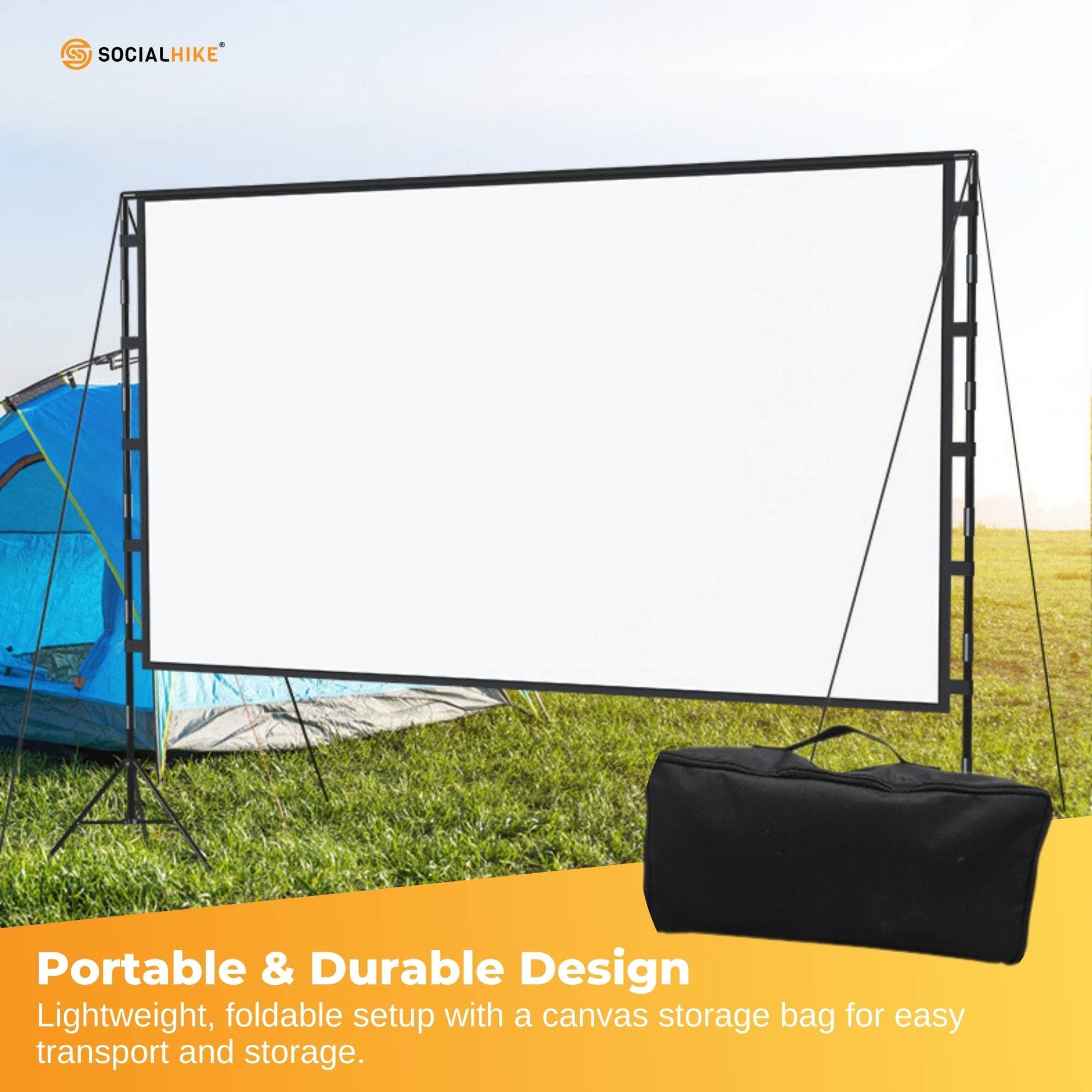 120” Portable Movie Projector Screen - Outdoor Indoor 16:9 4K Tripod Stand Case-3
