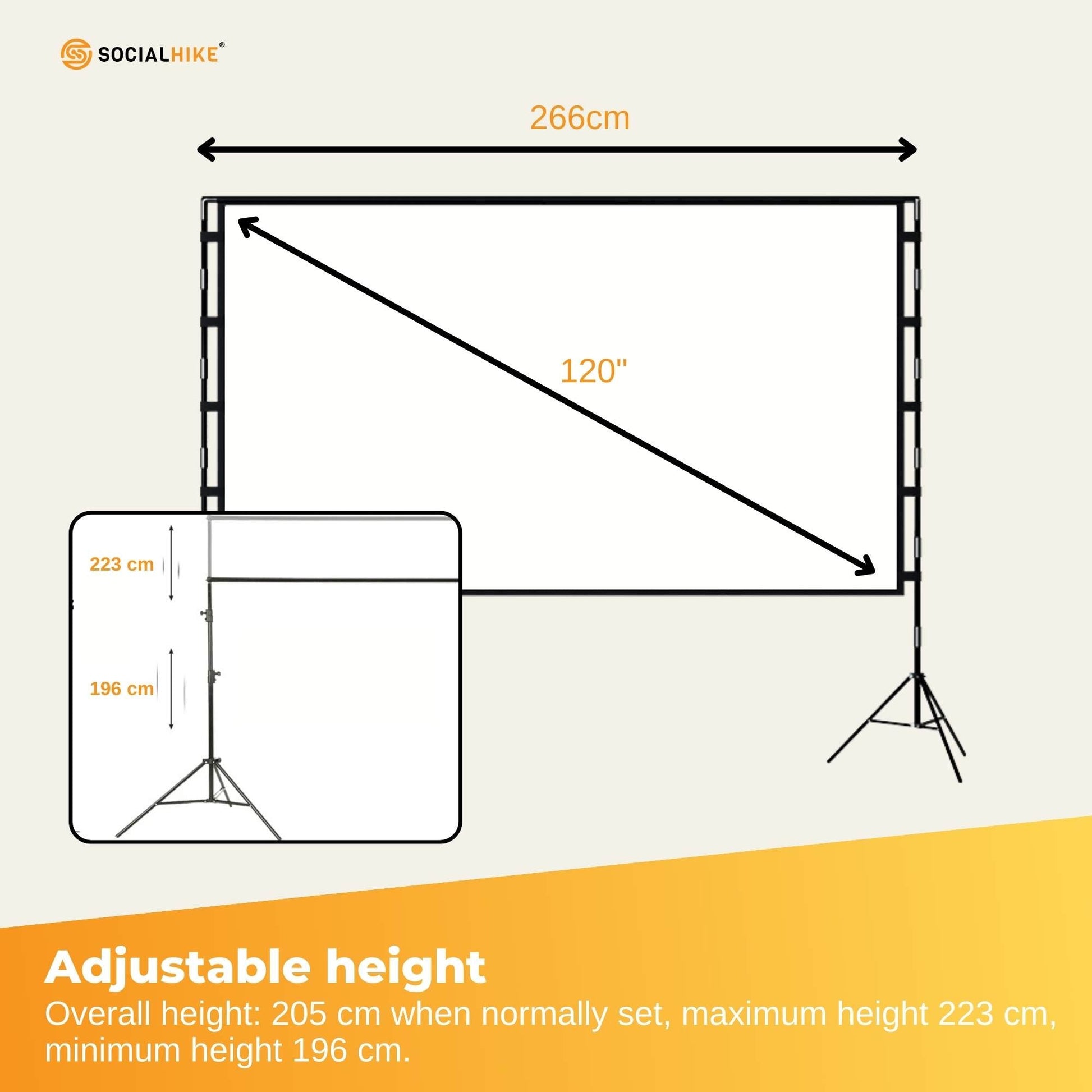 120” Portable Movie Projector Screen - Outdoor Indoor 16:9 4K Tripod Stand Case-4