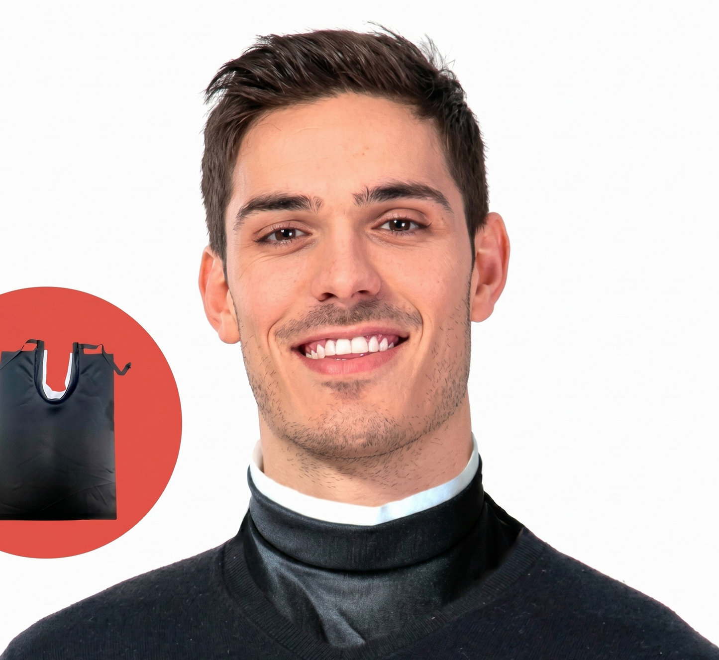 CLERICAL SHIRT COLLAR Priest Costume Halloween Fancy Dress Neck in Black