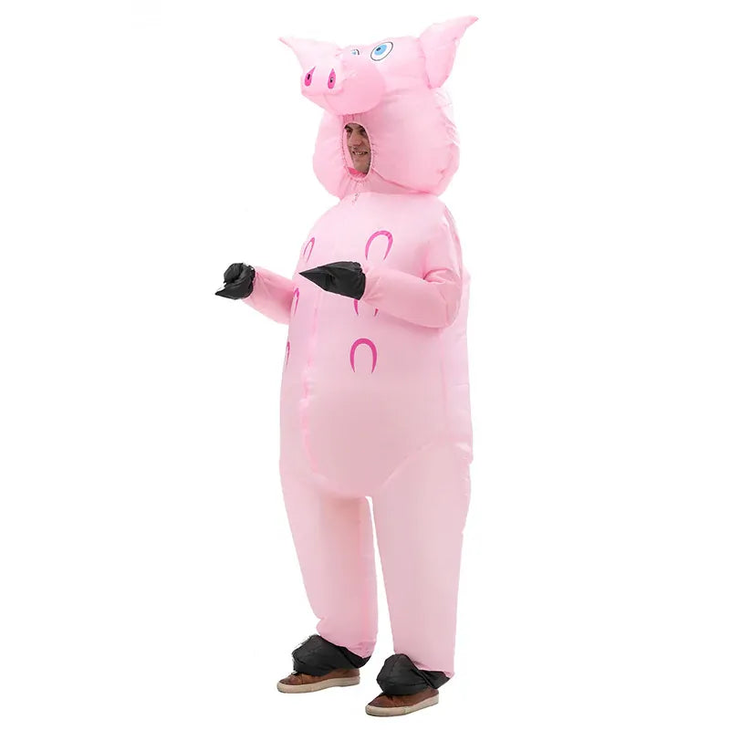 Adult Inflatable Pig Costume Funny Pink Pig Fancy Dress - One Size