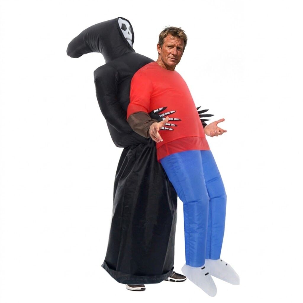 Adult Inflatable Grim Reaper Costume Funny Halloween Fancy Dress - One Size