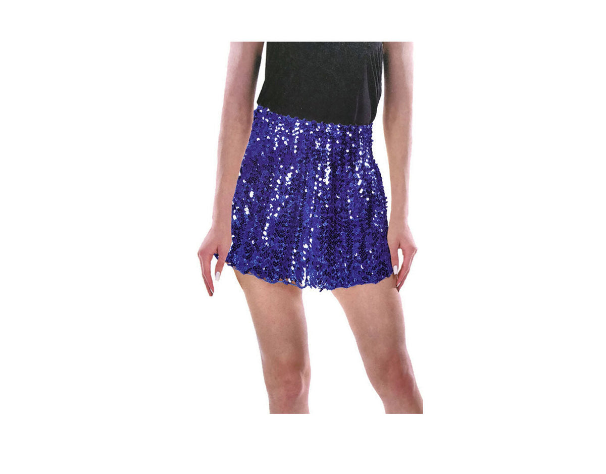 Ladies Sequin Fringe Tassel Skirt Adult Costume Dance Party Dress Up - Blue