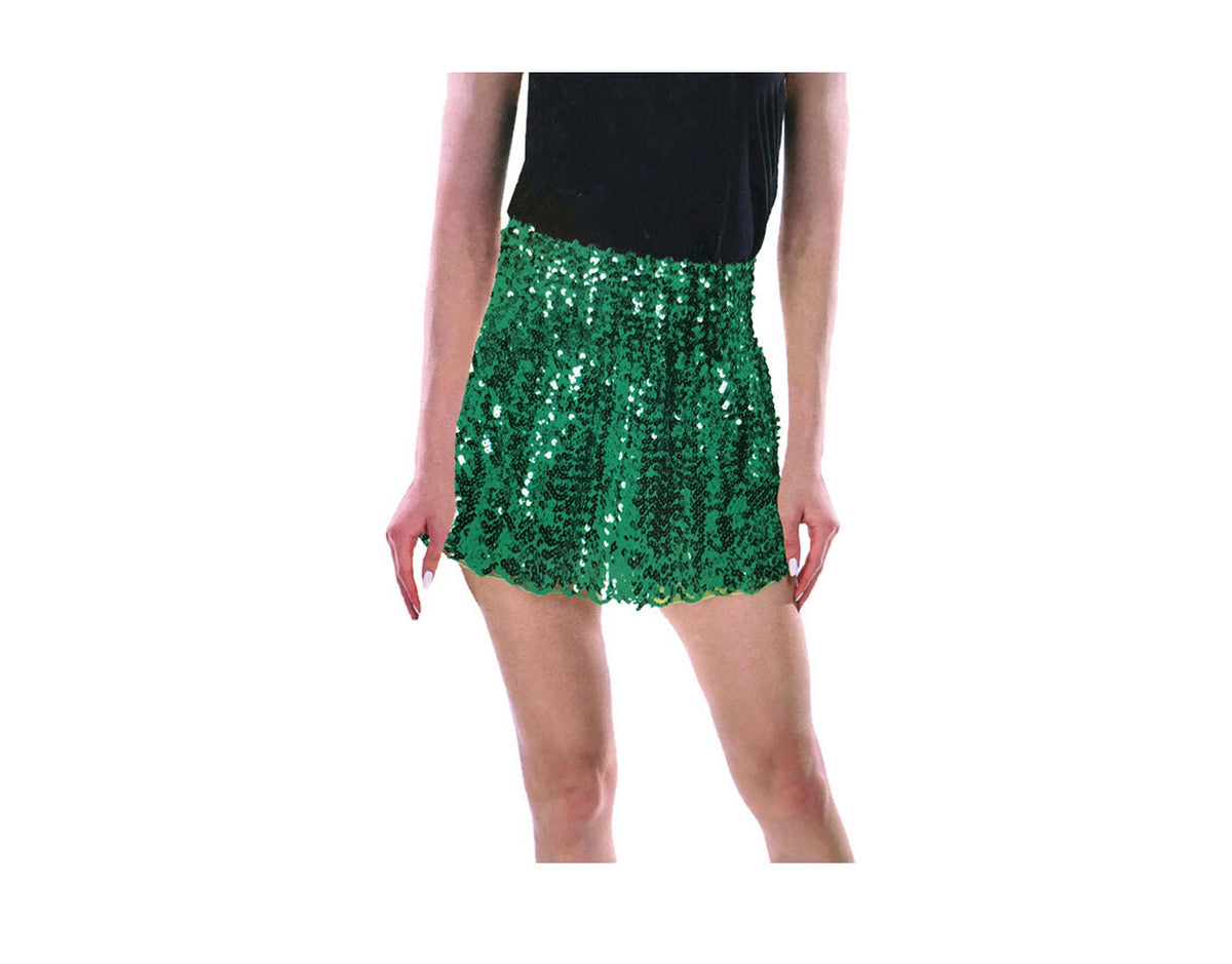 Ladies Sequin Fringe Tassel Skirt Adult Costume Dance Party Dress Up - Green