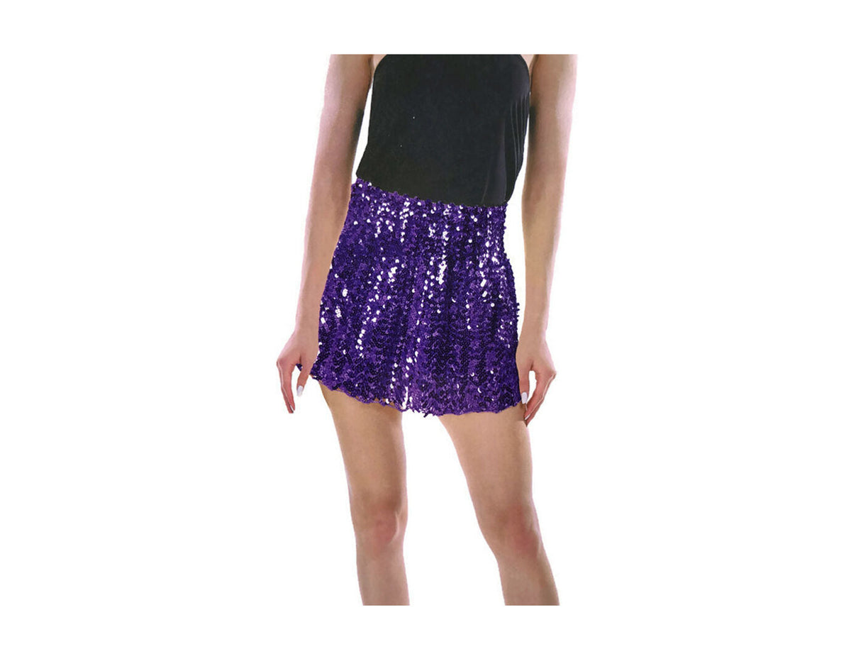 Ladies Sequin Fringe Tassel Skirt Adult Costume Dance Party Dress Up - Purple