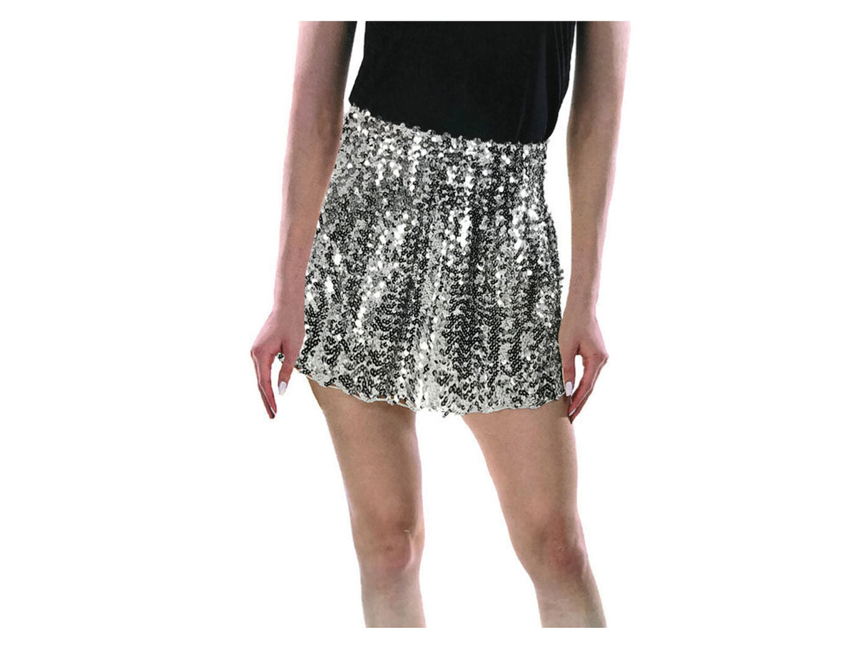 Ladies Sequin Fringe Tassel Skirt Adult Costume Dance Party Dress Up - Silver