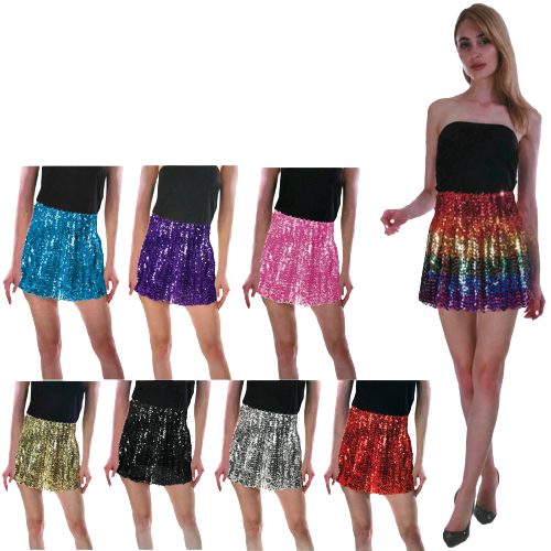 Ladies Adult Deluxe SEQUIN SKIRT Party Costume Dress Up Bling Fringe Tassel-0