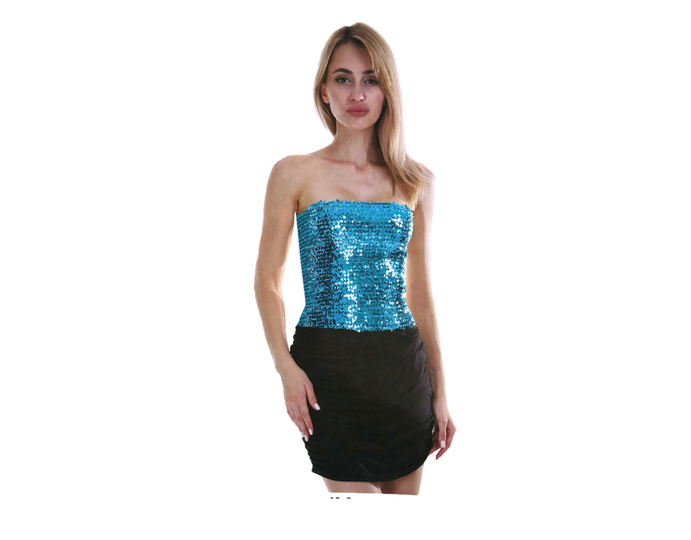 Womens SEQUIN BANDEAU CROP TOP Sparkling Sparkly Costume Tube-5