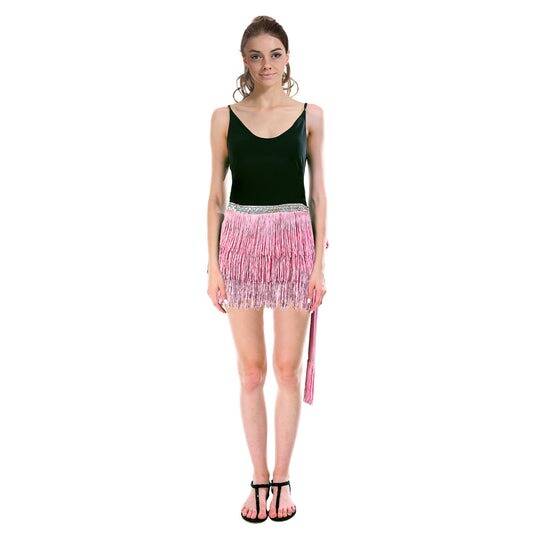 Adult Fringe Skirt Tassel Womens Dance Costume Party in Light Pink-1