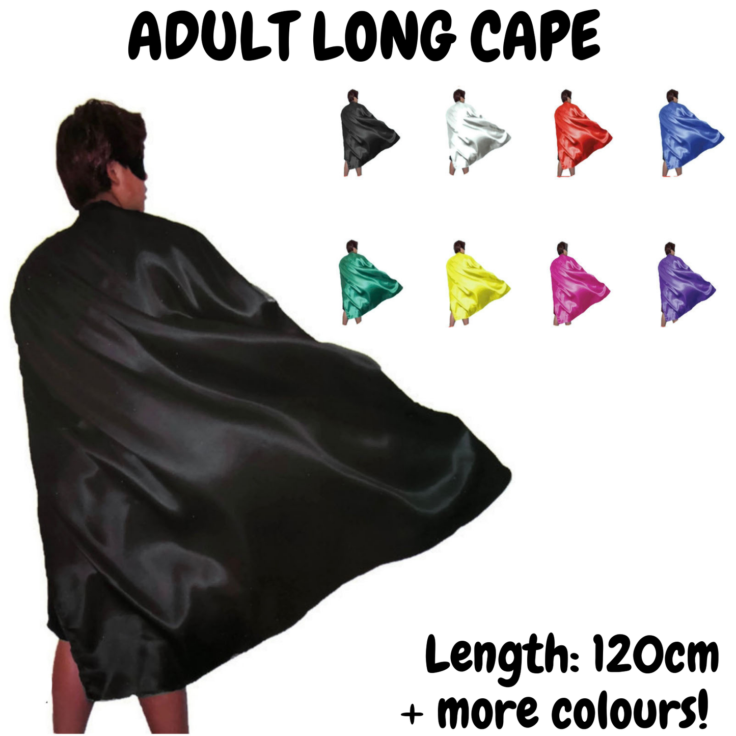 ADULT CAPE Costume Cloak Halloween Fancy Dress Coat Jacket Superhero Book Week-1