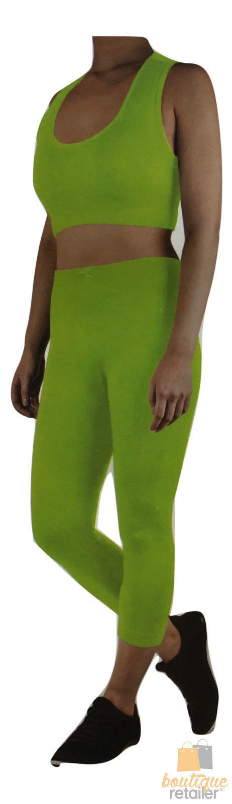 Womens CROP TOP Tank + LEGGING Pants SET Jogger Sport Party Tracksuit Gym Yoga-5