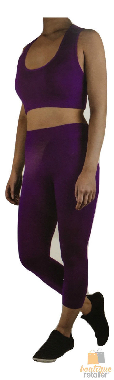 Womens CROP TOP Tank + LEGGING Pants SET Jogger Sport Party Tracksuit Gym Yoga-6