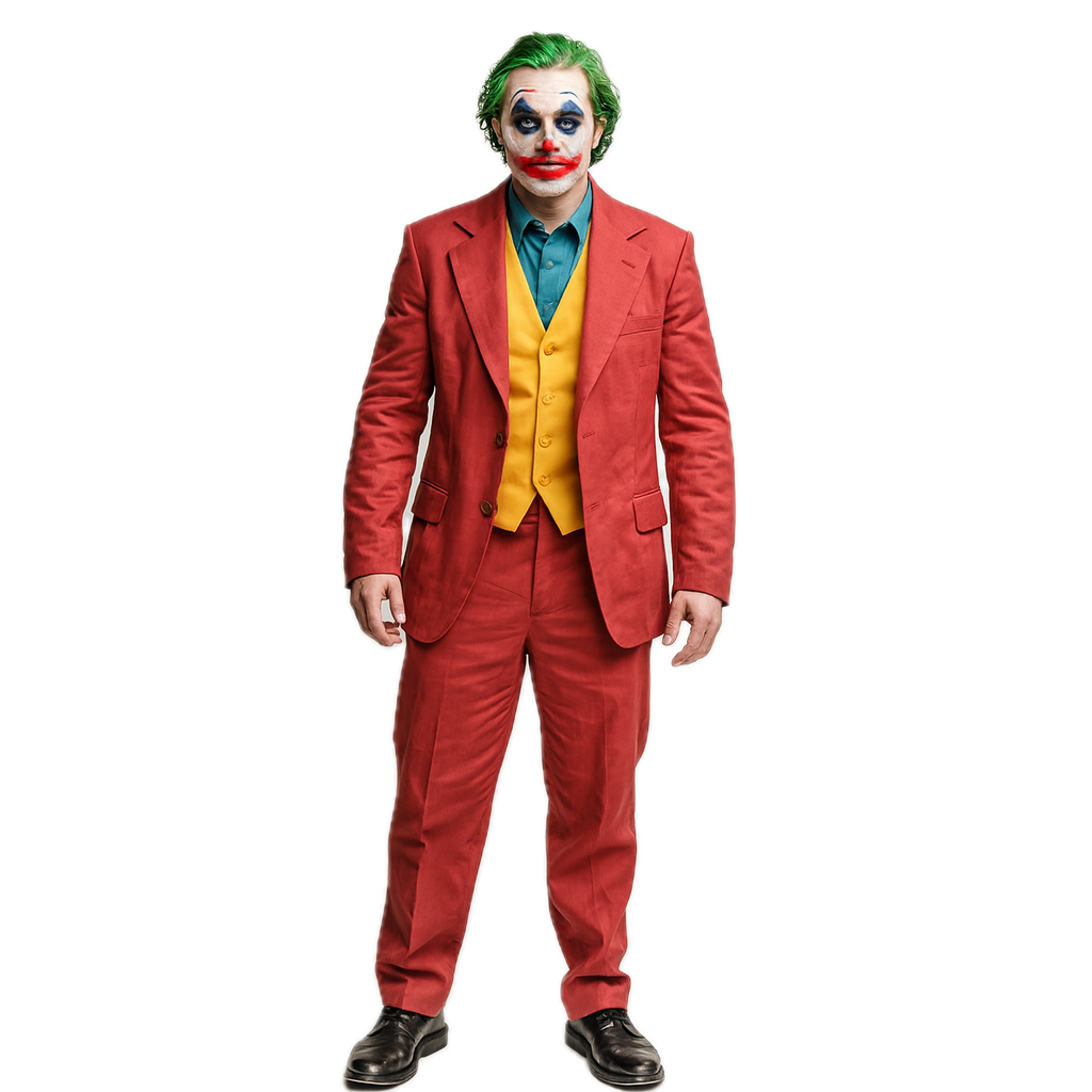 Adult Mens Halloween Maroon Clown Costume Joker Creepy Evil Jester