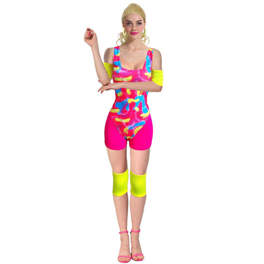 Womens 80s 1980s Aerobics Workout Costume Retro Gym Work Out Physical Fitness-0