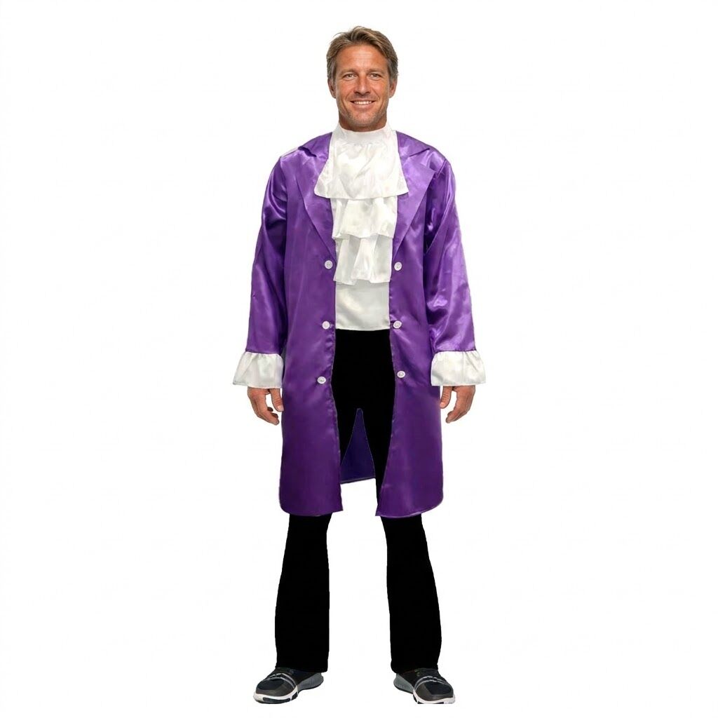Adult Popstar Costume 80s Ruffle Jacket Top Mens Fancy Dress - Purple