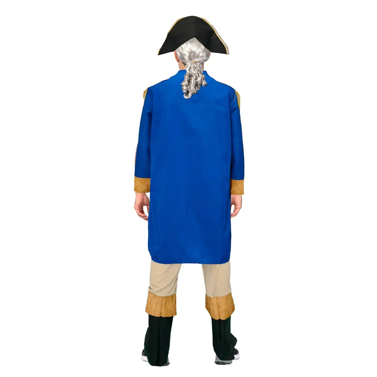 Adult Historical President Costume Colonial Jacket Hat Set - Blue Gold