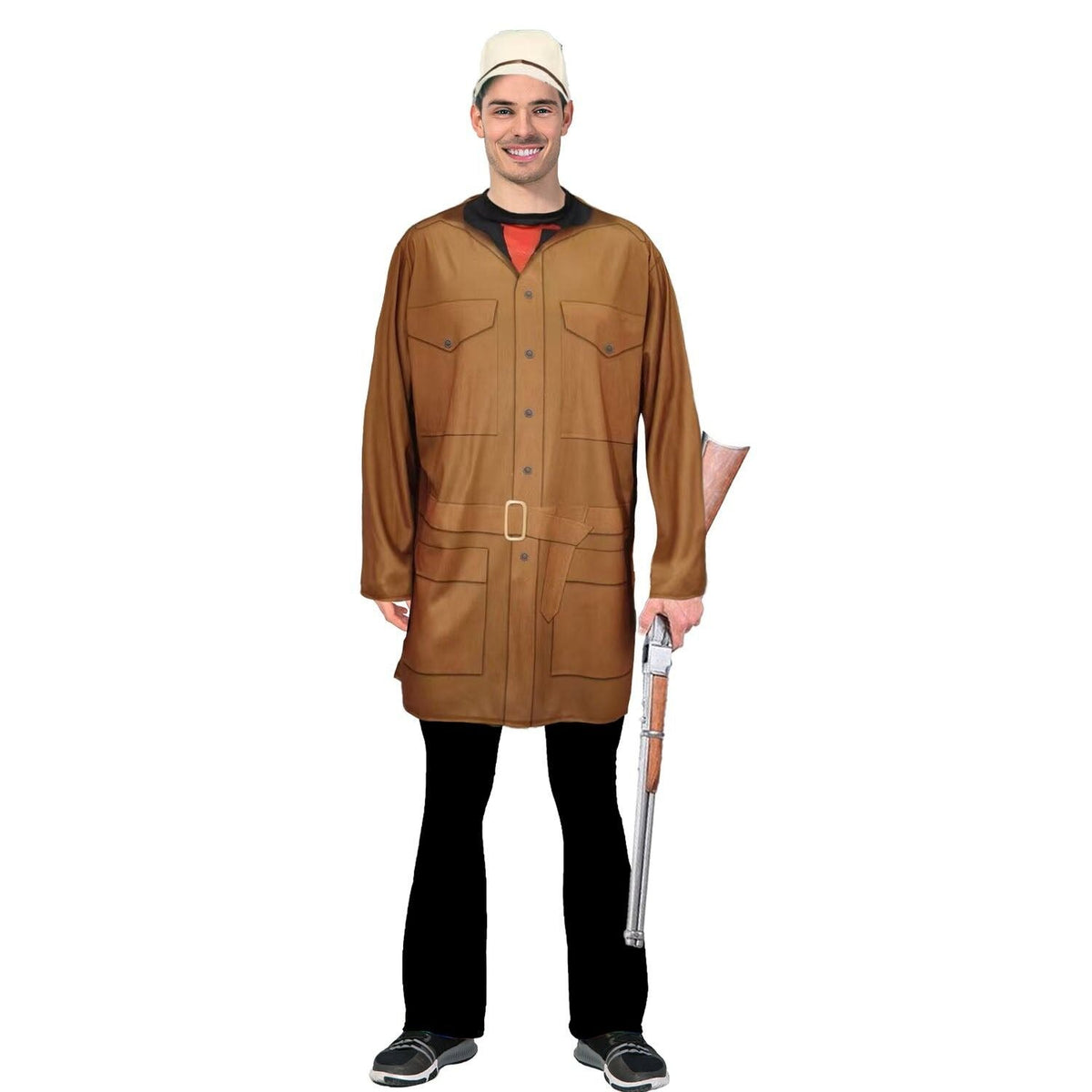 Adult Jungle Adventurer Mens Hat Top Safari Hunter Dress Up Halloween Costume