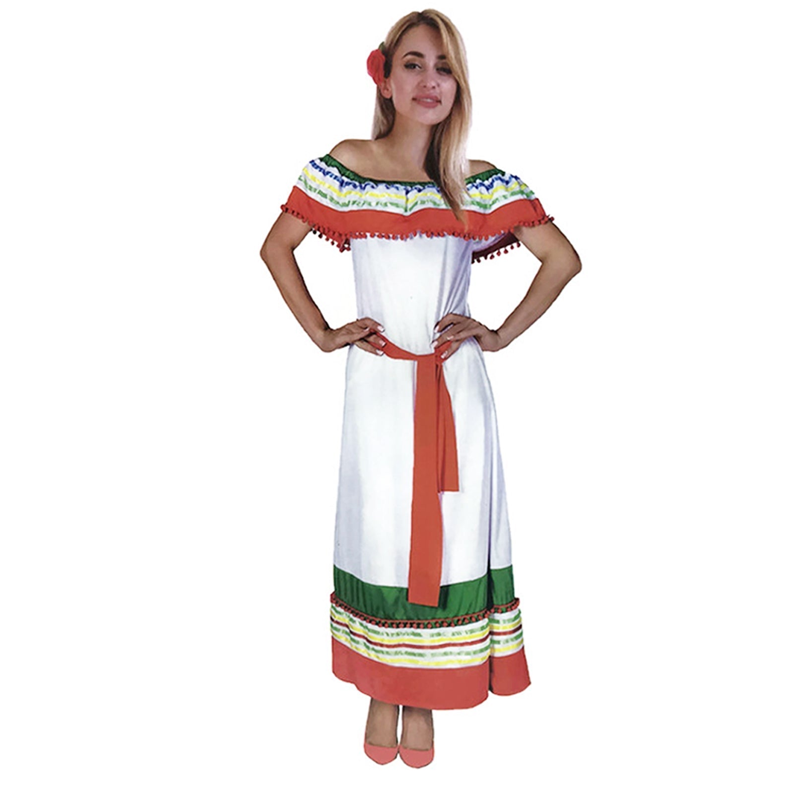 Womens Ladies MEXICAN COSTUME DRESS Spanish Fiesta Fancy Party-0