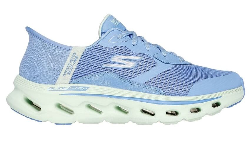 Skechers Womens Go Walk Glide-Step 2.0 Slip-Ins Shoes Sneakers Runners in Blue Lime