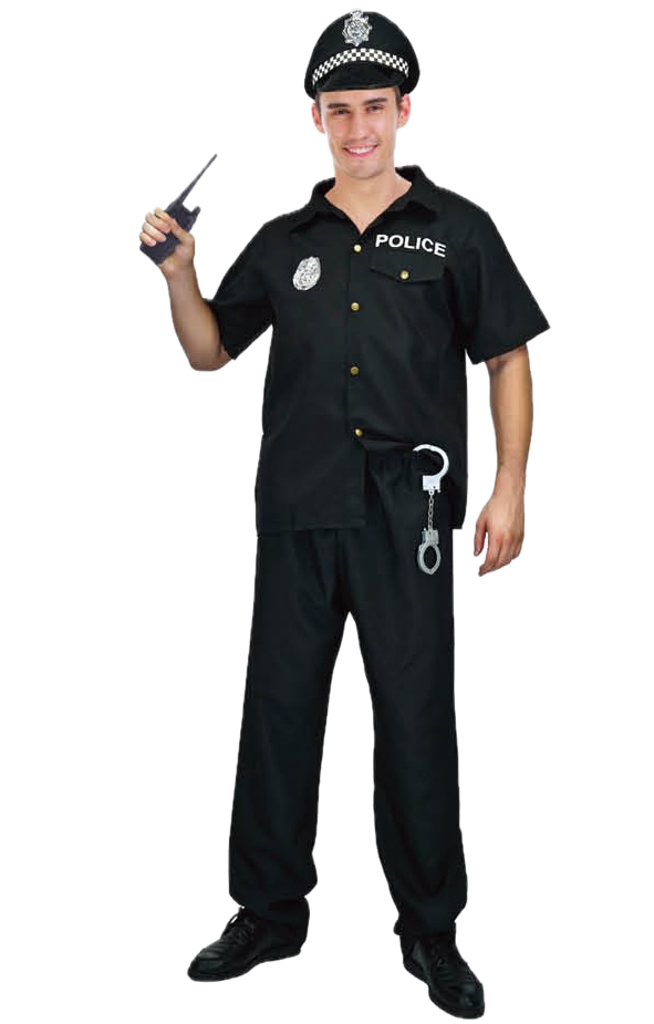 Mens AU Police Officer Costume Cop Fancy Dress Party Halloween Uniform Outfit-0