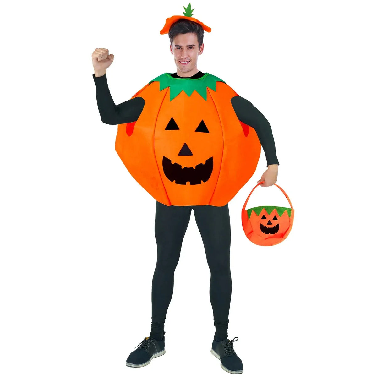 ADULT PUMPKIN COSTUME Halloween Jack O Lantern Party Orange Vegetable