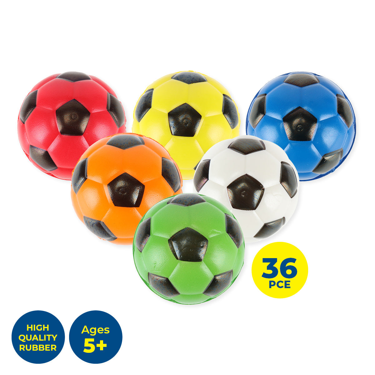 Party Central 36PCE Soccer Stress Balls High Quality Rubber Soft Toy 6.3cm