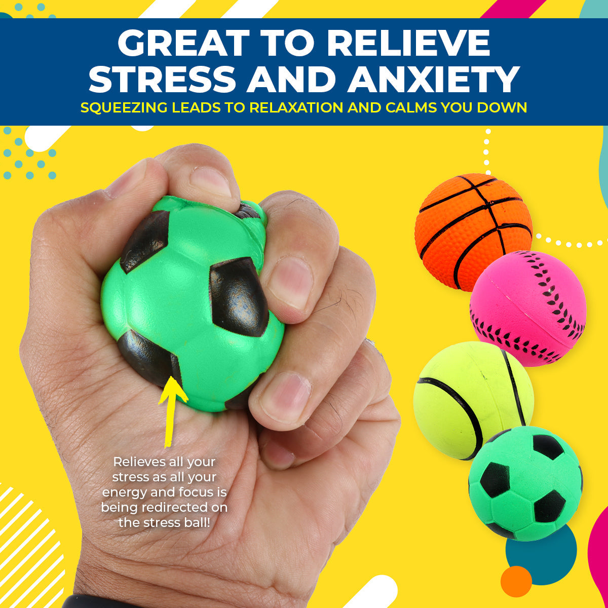 Party Central 24PCE Sports Stress Balls High Quality Rubber Soft Toy 6cm